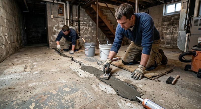 Cracked Basement Floor Repair in Walton County, GA